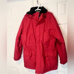 Lands' End Aircore 200 Polartec fleece-lined parka in red. Men’s large EUC